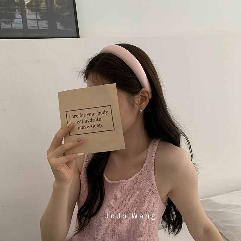 粉色自由~缎面高颅顶发箍女