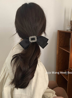 方扣yyds闪钻大蝴蝶结气质女黑色后脑勺发夹韩国头饰马尾发卡发饰