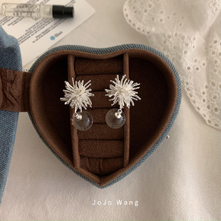 特别的烟火~水滴水晶925银针防过敏小众百搭耳钉新年耳饰品耳环