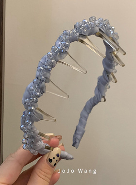 实用好看冰晶蓝色~立体发箍女外出洗脸简约发卡韩国头箍发饰头饰