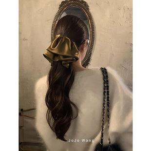 好法式！氛围缎面扇形抓夹简约发抓高级发夹秋冬气质韩国发饰头饰