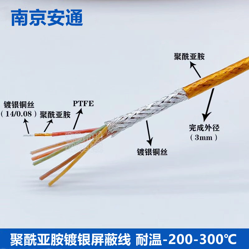 聚酰亚胺镀银屏蔽线FYRPFQ-2 5/6芯0.07平方 耐温300度PI线