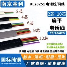 UL20251 2/4/6芯8芯10芯扁平纯铜电话线电话听筒座机传真机连接线