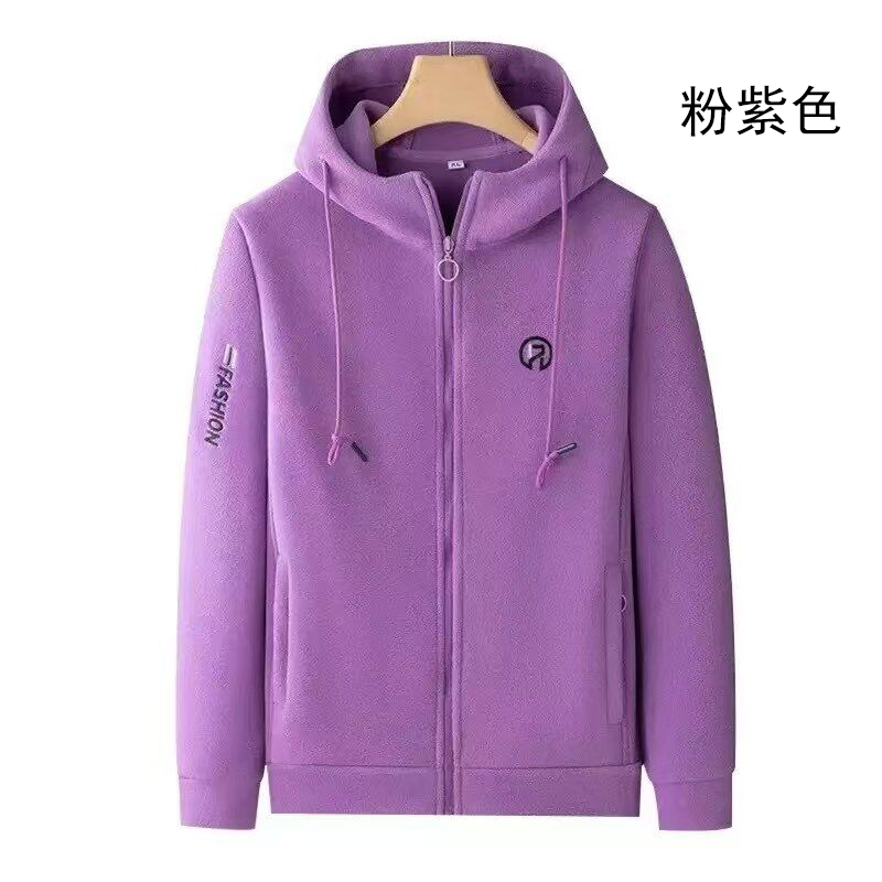 摇粒绒外套女士连帽款抓绒衣