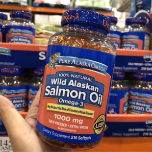 Omega 3阿拉斯加野生纯净三文鱼油210粒 Alaska 现货美国直购Pure