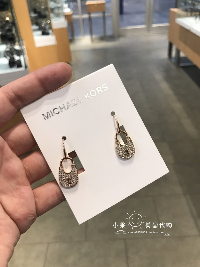 现货美国直购Michael Michael Kors  Fulton-logo锁头耳钉耳环