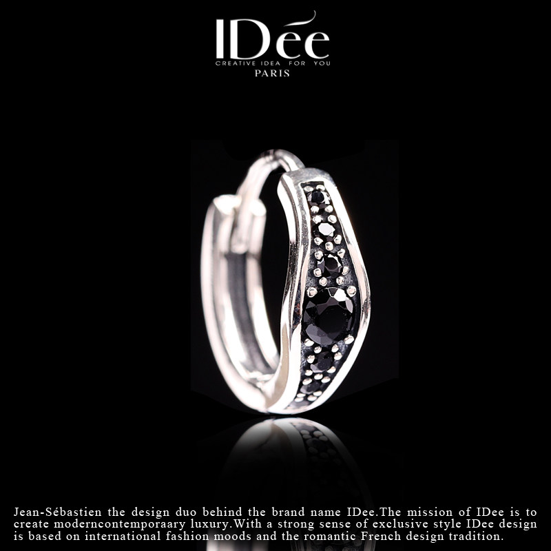 法国IDee潮牌泰银耳圈男女个性潮耳环嘻哈单只925银耳钉925银饰品