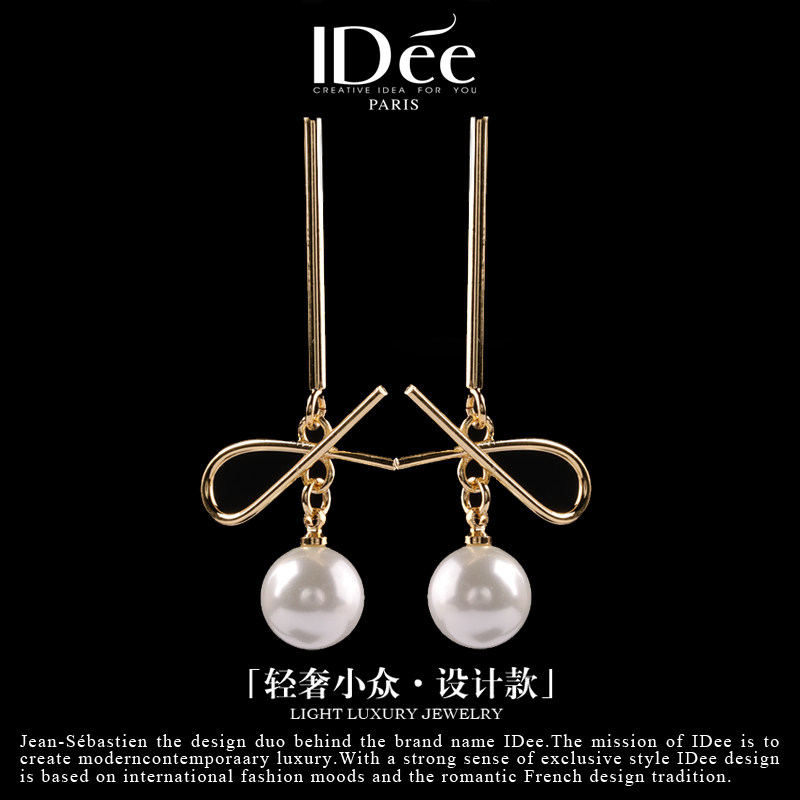 法国IDee蝴蝶结耳饰女 耳钉长耳环小众设计耳饰520礼物送女友