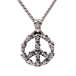 法国IDee泰银项链男潮 奢侈品小众反战骷髅吊坠嘻哈风925纯银饰品