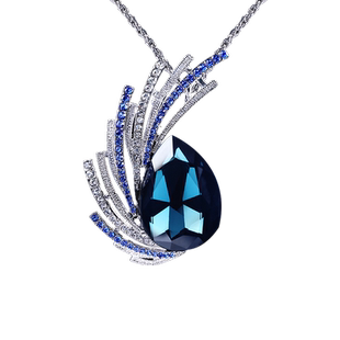 法国IDee毛衣项链女长款毛衣链高级轻奢小众设计感蓝宝石配饰品