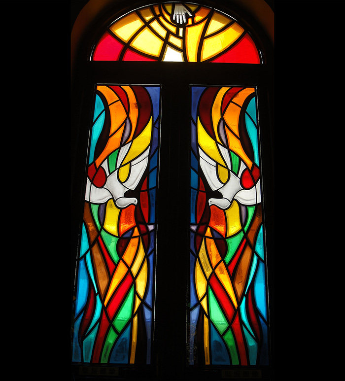 Tiffany 蒂凡尼钢化雕刻艺术玻璃玄关圆头窗吊顶天花门欧式和平鸽