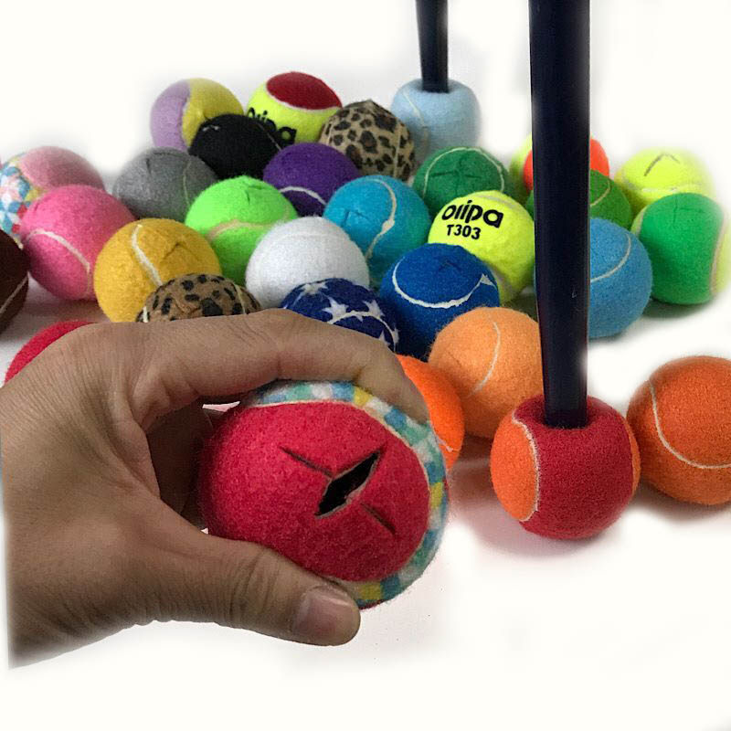 多色十字开口网球 桌椅脚垫网球 套凳脚网球十字切口网球艺术网球