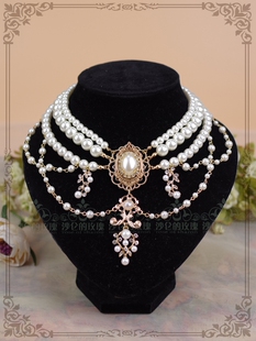 【daydream生活馆】珍珠花嫁 重工华丽多层珍珠短项链 手工定制