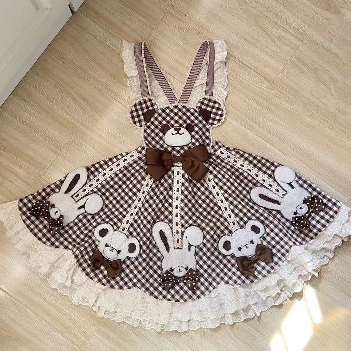 【daydream生活馆】冶田团治 熊古力背带  连衣裙