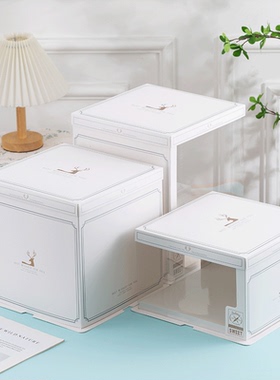 新款生日蛋糕盒子6 8 10寸12双层加高透明礼物方形厂家直销包装盒