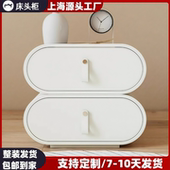 奶油风烤漆床头柜卧室储物柜现代简约二斗柜家用床边柜床边抽屉柜
