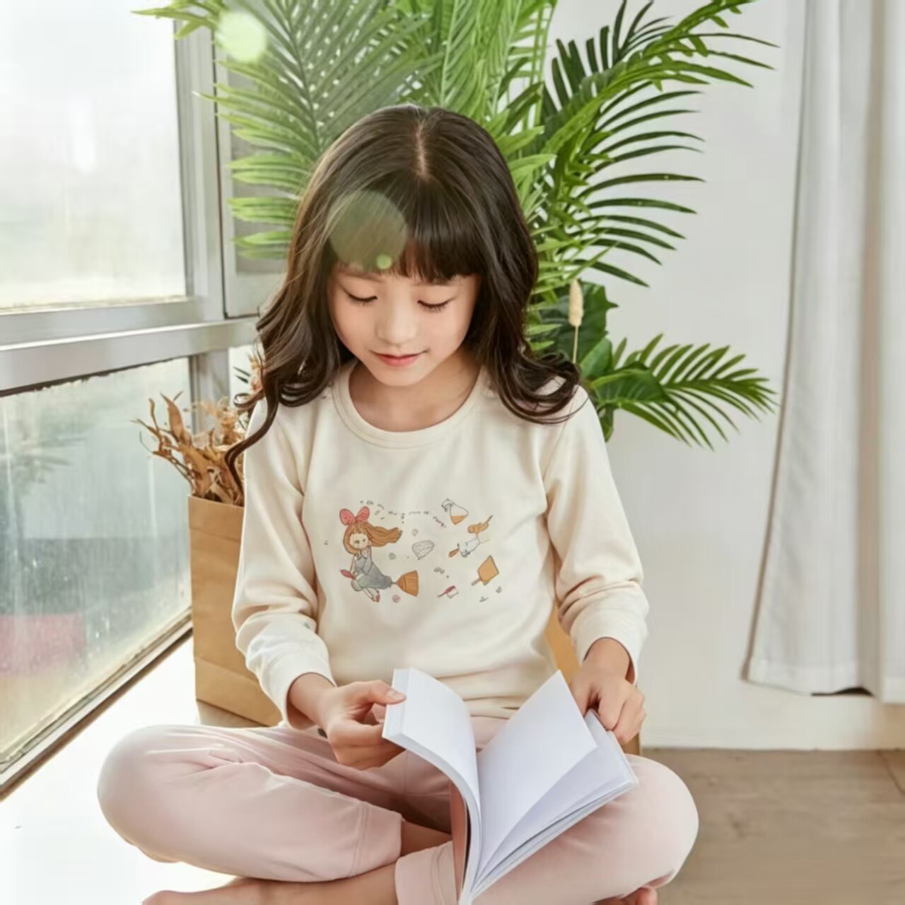 抗菌全棉家居服套装女孩冬季睡衣