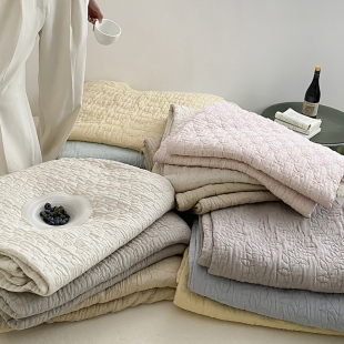 A类色织提花纯棉绗缝床单韩国进口纱布毯多款 颜色可选