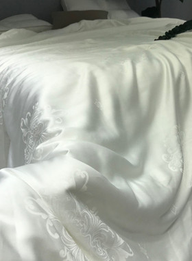 白色提花高端养颜双宫蚕丝被100支匹马棉长丝桑蚕丝子母被四季款