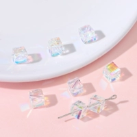 16 # диагональные бусины | бусины стеклянные хрустальные диаметром 8мм, диаметр отверстия около 1мм, цвет белый AB, примерно 10 шт./упак.