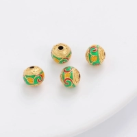 25# Зеленый | Бусины-спейсеры медные, позолоченные, масляные, круглые бусины 8 мм, диаметр отверстия около 1,5 мм, 1 шт./пакет