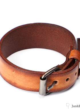 xmyb复古头层牛皮擦色宽幅手腕带