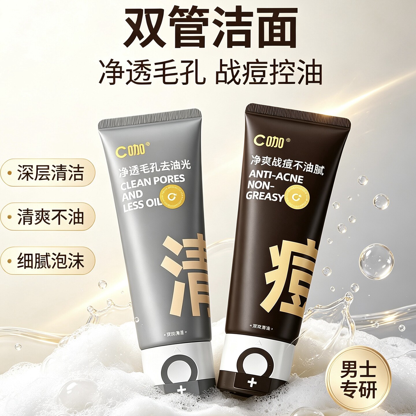 c咖洗面奶双管氨基酸洁面乳胶态硫净深层清洁毛孔控油祛痘男女图片