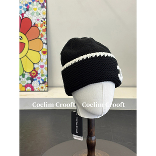 区别市面通货/时髦单品 可可小姐!黑色冷帽秋冬雪地保暖针织帽子