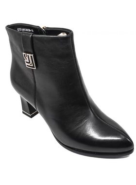 意尔康女鞋2025冬季新款女靴时尚百搭高跟鞋粗跟短靴5751AM13682M