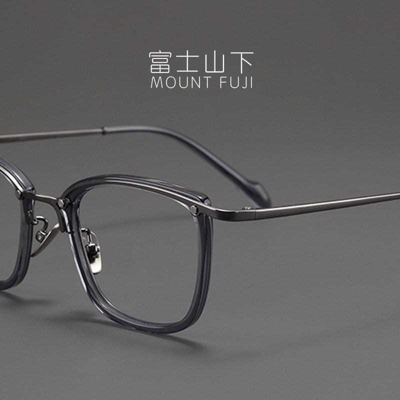 设计师款超轻纯钛眼镜架男女通用方框近视可配复古高端眼镜框黑色
