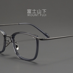 设计师款 超轻纯钛眼镜架男女通用方框近视可配复古高端眼镜框黑色