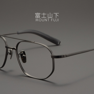 飞行员双梁款眼镜框男款超轻纯钛眼镜架近视男士气质多边形复古框