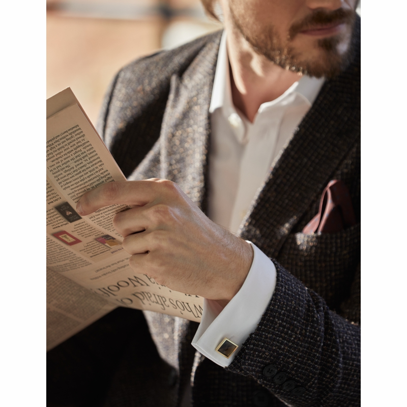 ilLupo珐琅漂浮图案袖扣电镀