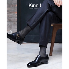 Kinnit Socks 双色拼色 坑纹 丝光棉 男士长筒正装袜