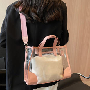 大容量透明包包女夏季 流行百搭ins单肩包托特果冻沙滩包 2026新款