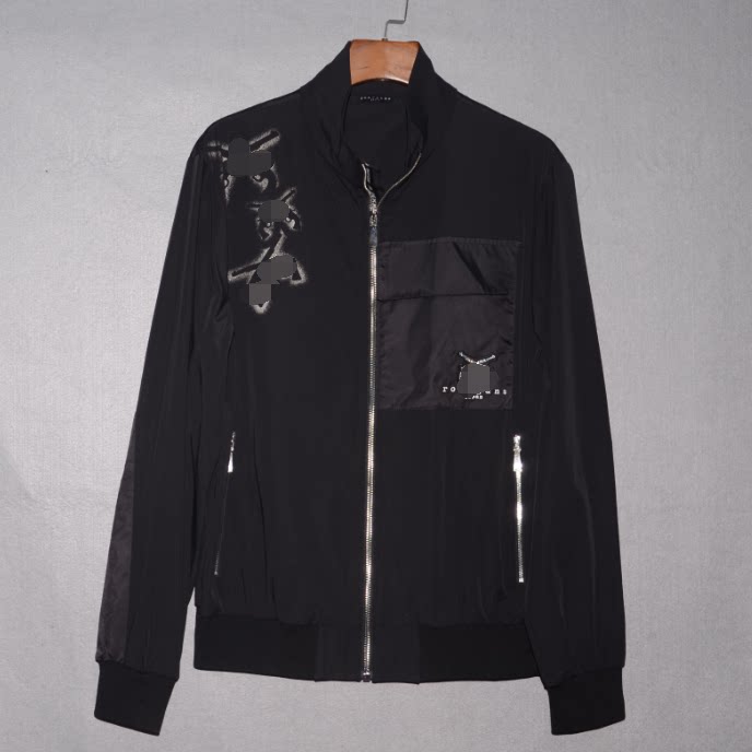 双Q男装春装秋立领薄夹克衫 时尚品牌个性茄克衫潮牌LOGO印花外套