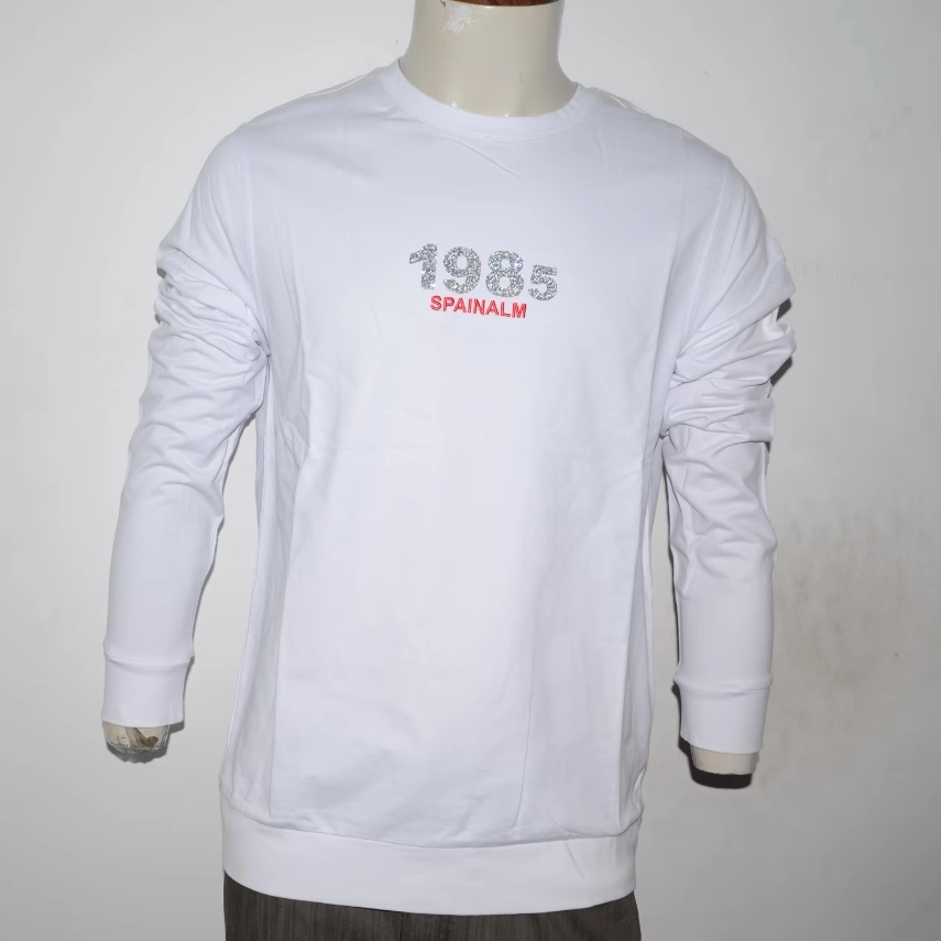 A男装秋冬圆领长袖薄卫衣 时尚字母烫钻t恤 潮牌舒适套头衫1156