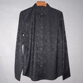 春夏翻领长袖 衬衫 时尚 C男装 净色提花开胸衫 潮牌藏青休闲衬衣239