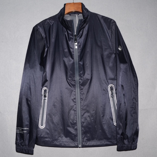 C男装春夏薄立领衬衫夹克 时尚LOGO镂空茄克衫 潮牌轻便外套1023