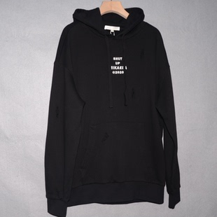 MIK女装冬连帽长袖卫衣 时尚净色印花面衫潮牌针织衫套头衫乞丐服