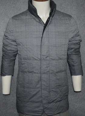PGC男装立领格子羽绒服外套