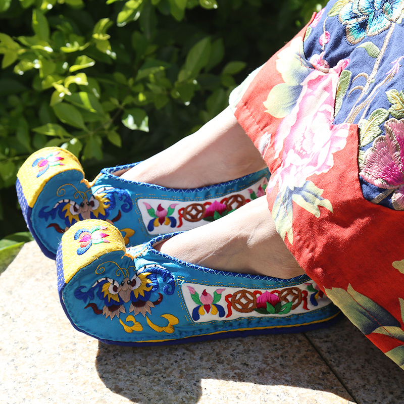 绣花鞋直销纯手工镂空贴布宫廷