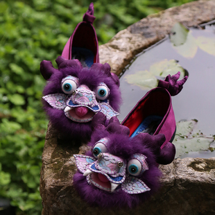 20非遗新款走绣坊重工立体龙头鞋手工绣花鞋复古平底民俗龙的传人