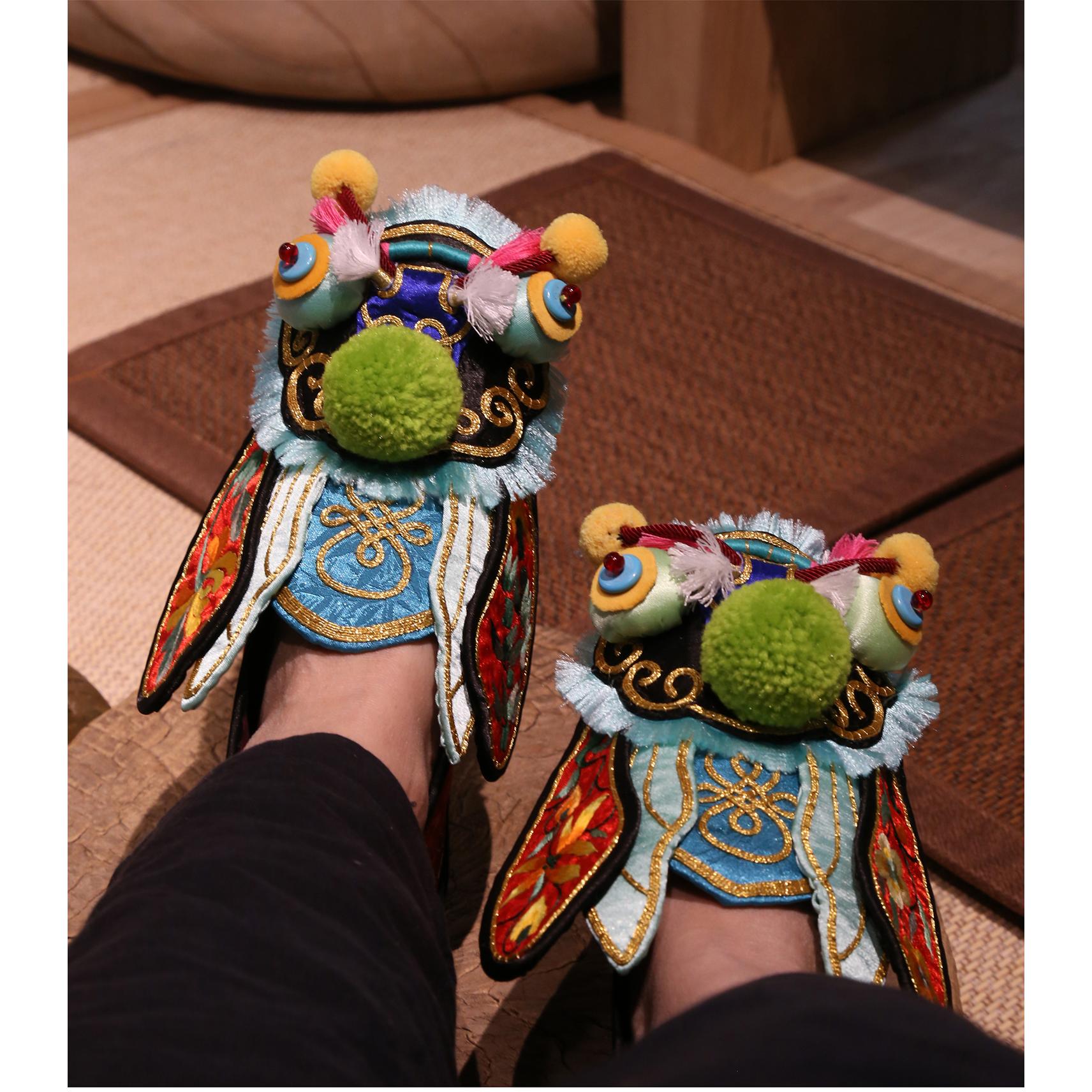 20非遗新款走绣坊重工立体成人蝉手工绣花鞋复古平底民俗一鸣惊人