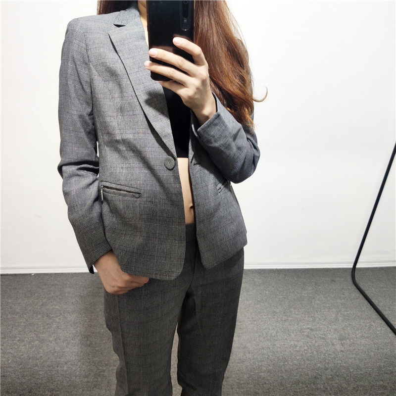 欧美正品千鸟格工作服休闲西裤