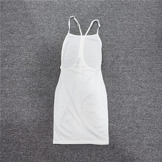 夏季薄款白色紧身显瘦吊带裙 修身包臀显瘦性感工字背连衣裙夏