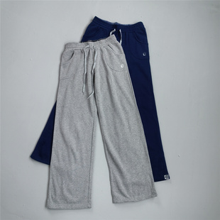 外贸原单女款秋冬薄绒阔腿直筒卫衣裤 宽松运动休闲运动长裤女 秋