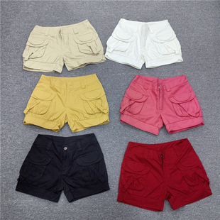多巴胺糖果色女工装 热裤 短裤 子灯笼五分裤 多口袋休闲女裤 外贸夏季