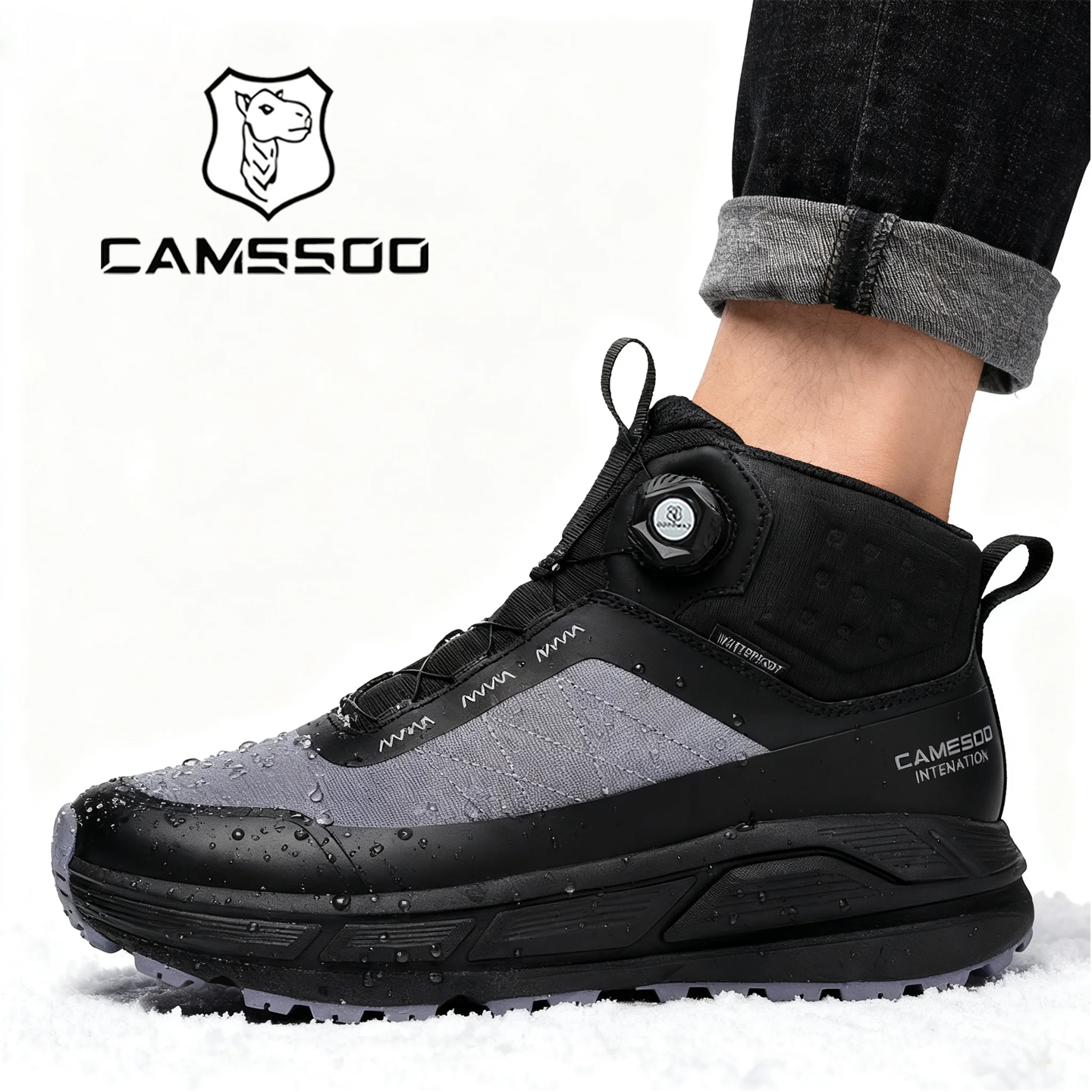 美骆世家登山鞋男冬季高帮耐磨加绒保暖防水防滑雪地靴户外徒步鞋