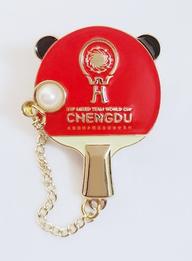 正品成都混团世界杯乒乓球拍徽章pin金属胸针周边纪念礼品收藏